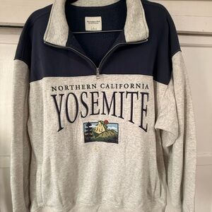 Abercrombie & Fitch Gray and Navy Zip Up Sweater